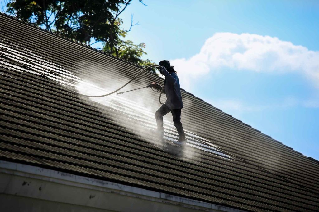 Clean the roof with high pressure water